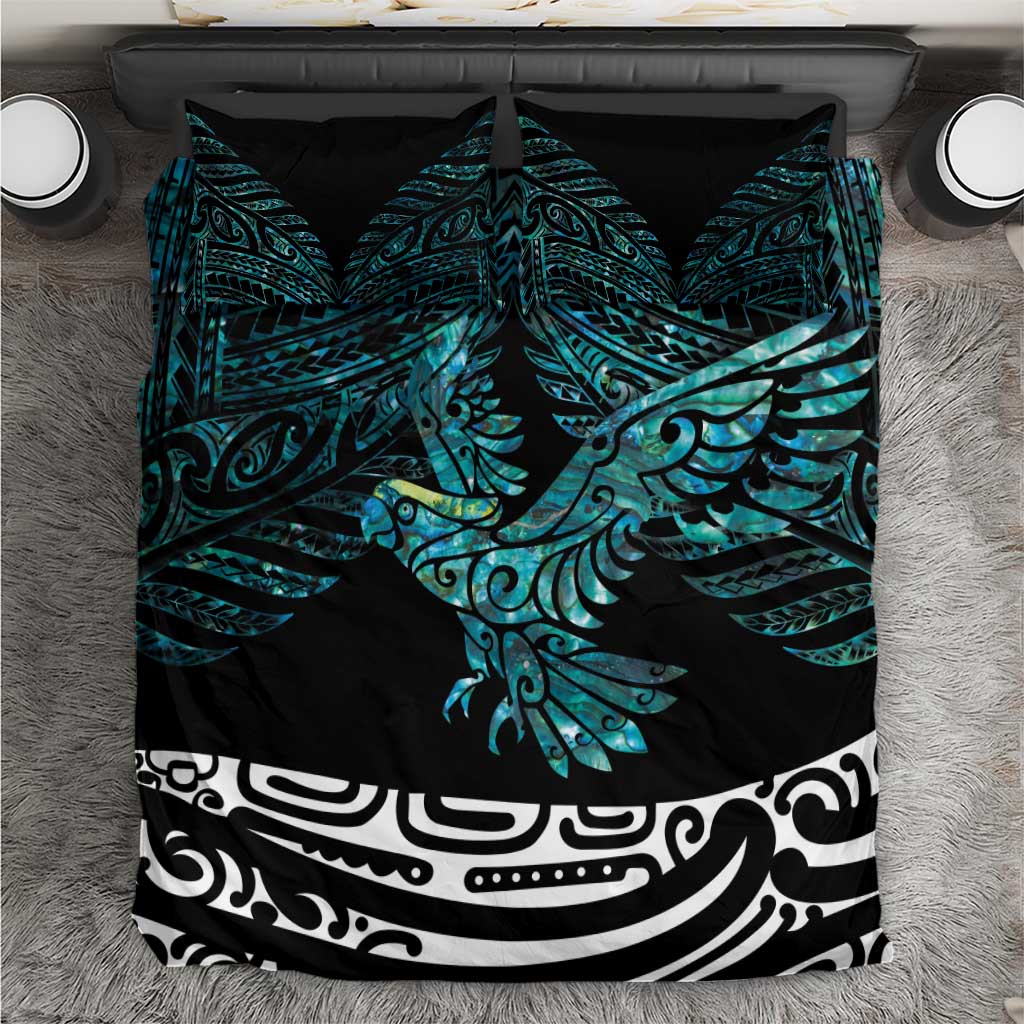 New Zealand Sulphur-crested Cockatoo Bedding Set Aotearoa Maori Mix Paua Shell