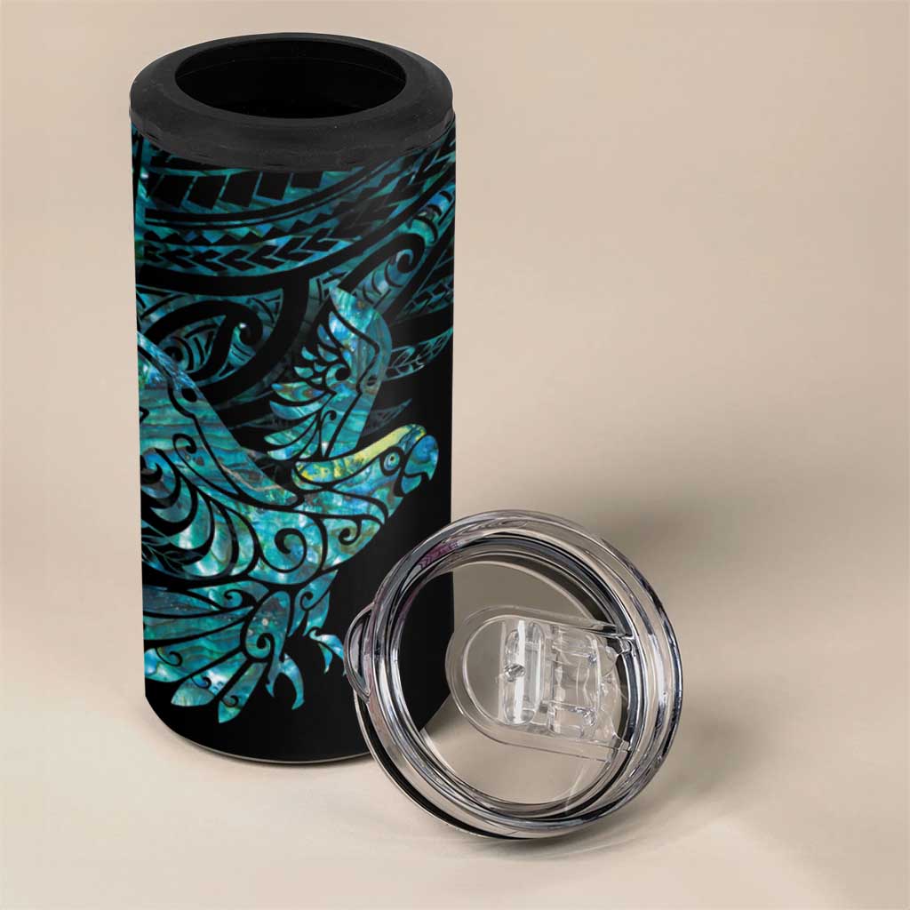 New Zealand Sulphur-crested Cockatoo 4 in 1 Can Cooler Tumbler Aotearoa Maori Mix Paua Shell LT14 - Polynesian Pride