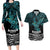 New Zealand Sulphur-crested Cockatoo Couples Matching Long Sleeve Bodycon Dress and Hawaiian Shirt Aotearoa Maori Mix Paua Shell