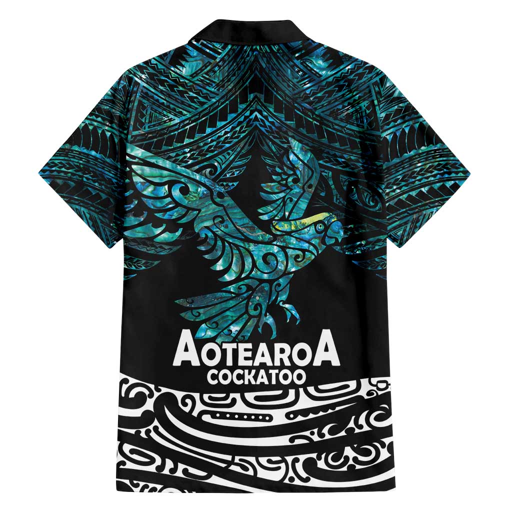 New Zealand Sulphur-crested Cockatoo Family Matching Long Sleeve Bodycon Dress and Hawaiian Shirt Aotearoa Maori Mix Paua Shell LT14 - Polynesian Pride