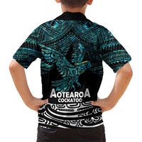 New Zealand Sulphur-crested Cockatoo Family Matching Short Sleeve Bodycon Dress and Hawaiian Shirt Aotearoa Maori Mix Paua Shell LT14 - Polynesian Pride