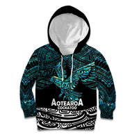 New Zealand Sulphur-crested Cockatoo Kid Hoodie Aotearoa Maori Mix Paua Shell