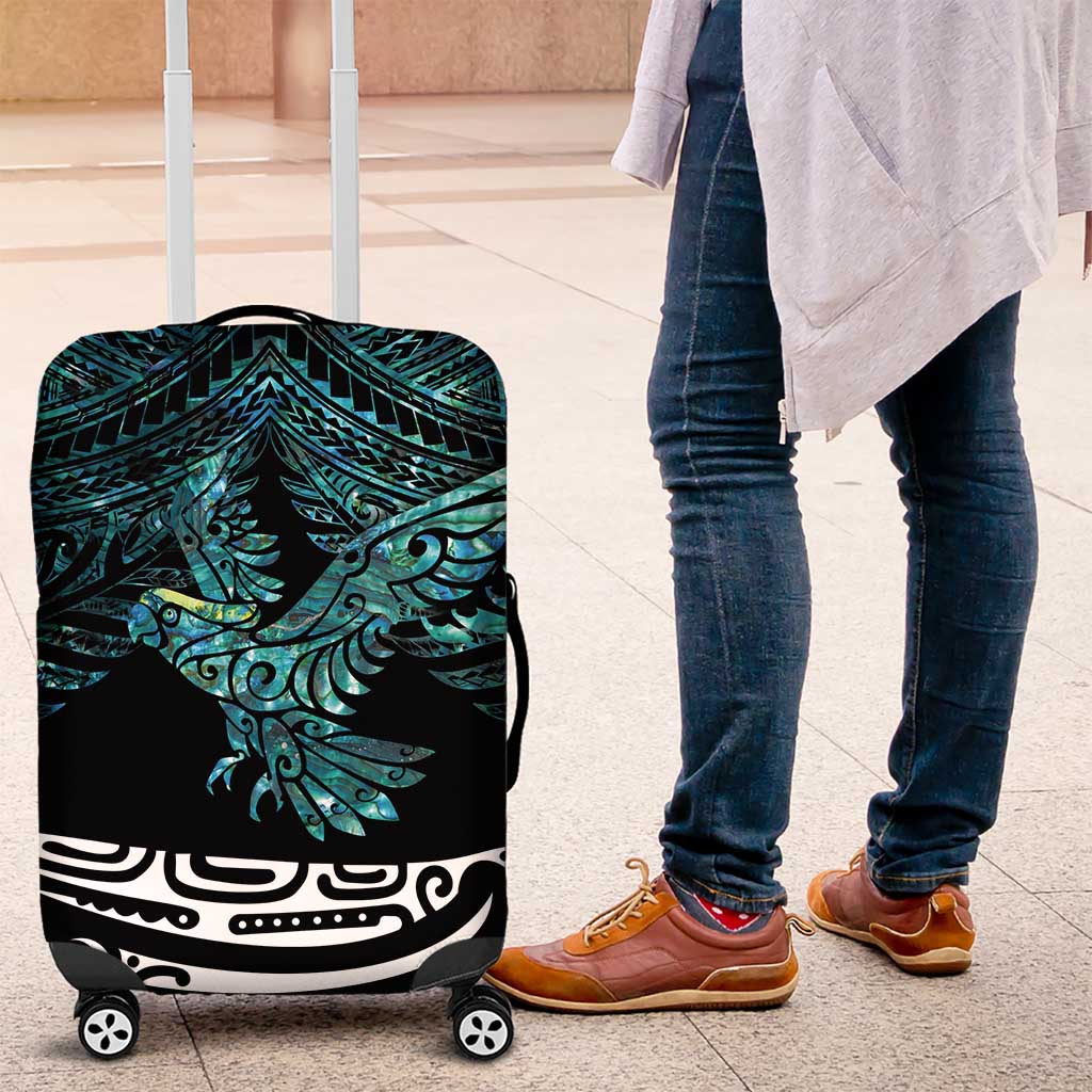 New Zealand Sulphur-crested Cockatoo Luggage Cover Aotearoa Maori Mix Paua Shell