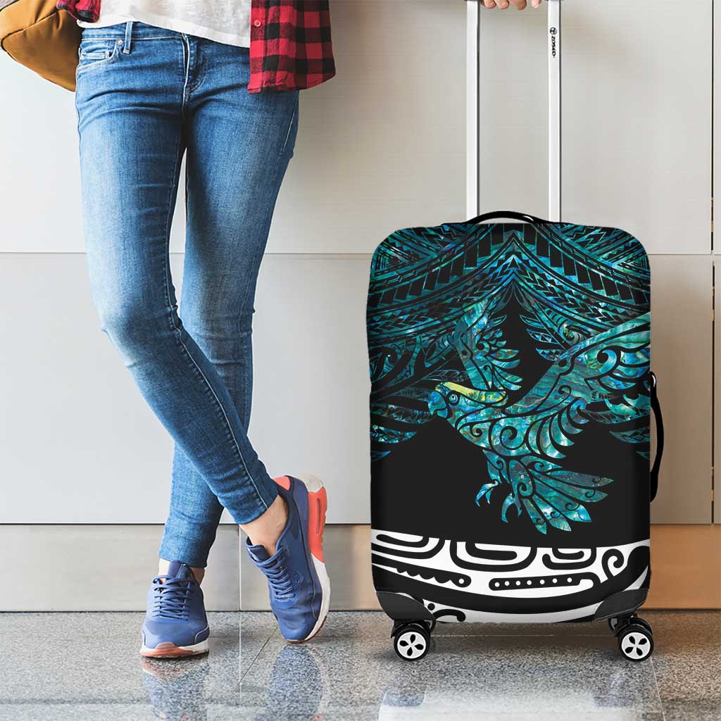 New Zealand Sulphur-crested Cockatoo Luggage Cover Aotearoa Maori Mix Paua Shell