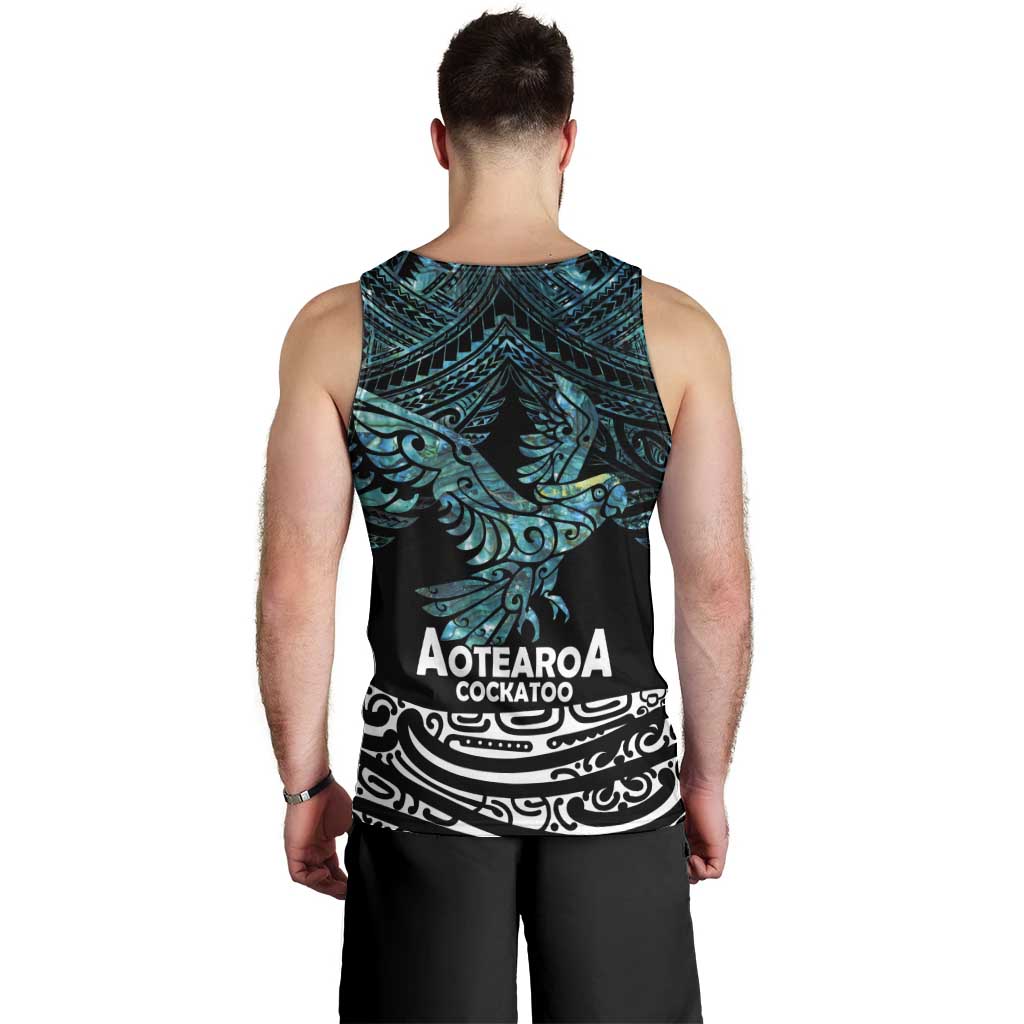New Zealand Sulphur-crested Cockatoo Men Tank Top Aotearoa Maori Mix Paua Shell