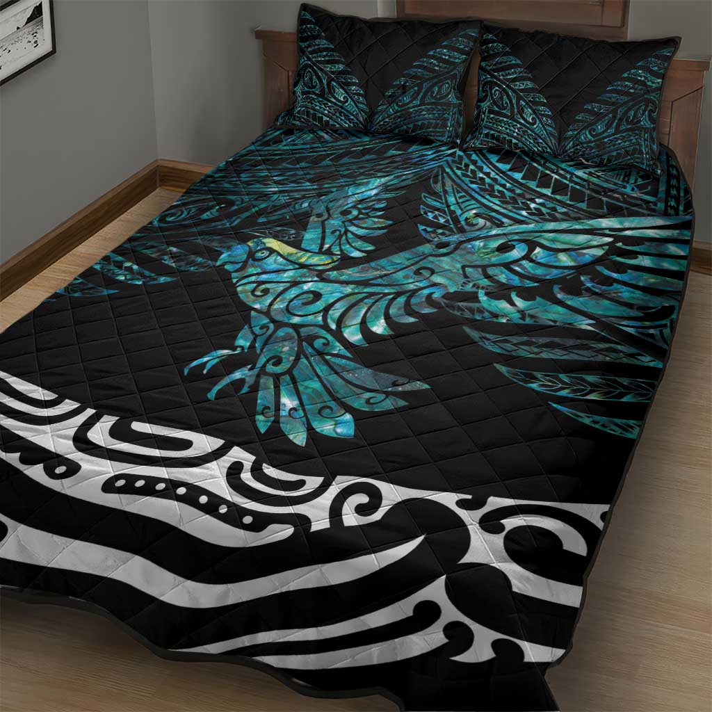 New Zealand Sulphur-crested Cockatoo Quilt Bed Set Aotearoa Maori Mix Paua Shell