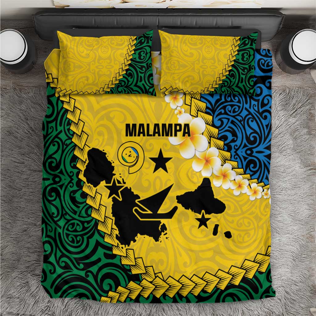 Malampa Province Bedding Set Vanuatu Map - Plumeria Flag Color