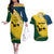 Malampa Province Couples Matching Off The Shoulder Long Sleeve Dress and Hawaiian Shirt Vanuatu Map - Plumeria Flag Color