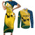 Malampa Province Couples Matching Short Sleeve Bodycon Dress and Long Sleeve Button Shirt Vanuatu Map - Plumeria Flag Color