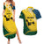 Malampa Province Couples Matching Summer Maxi Dress and Hawaiian Shirt Vanuatu Map - Plumeria Flag Color