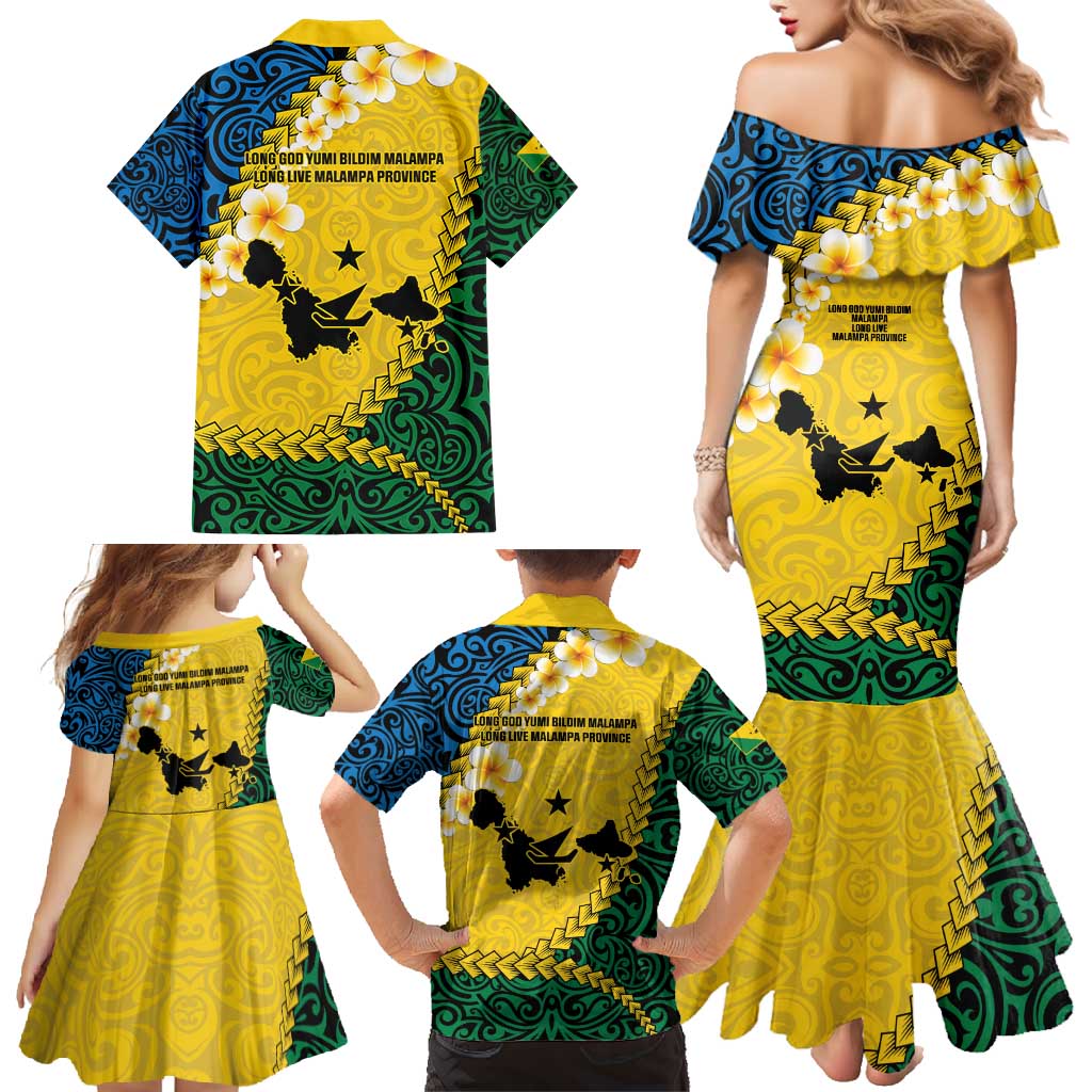 Malampa Province Family Matching Mermaid Dress and Hawaiian Shirt Vanuatu Map - Plumeria Flag Color LT14 - Polynesian Pride