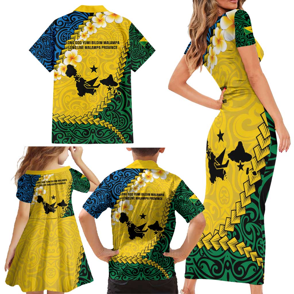 Malampa Province Family Matching Short Sleeve Bodycon Dress and Hawaiian Shirt Vanuatu Map - Plumeria Flag Color LT14 - Polynesian Pride