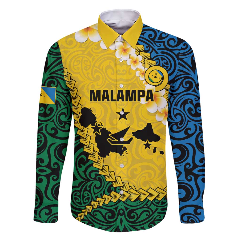 Malampa Province Family Matching Short Sleeve Bodycon Dress and Hawaiian Shirt Vanuatu Map - Plumeria Flag Color LT14 Dad's Shirt - Long Sleeve Yellow - Polynesian Pride