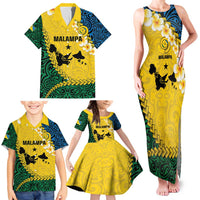 Malampa Province Family Matching Tank Maxi Dress and Hawaiian Shirt Vanuatu Map - Plumeria Flag Color