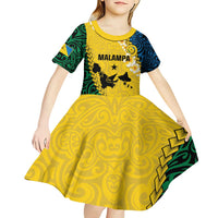 Malampa Province Kid Short Sleeve Dress Vanuatu Map - Plumeria Flag Color