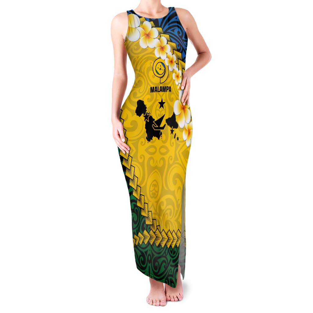 Malampa Province Tank Maxi Dress Vanuatu Map - Plumeria Flag Color