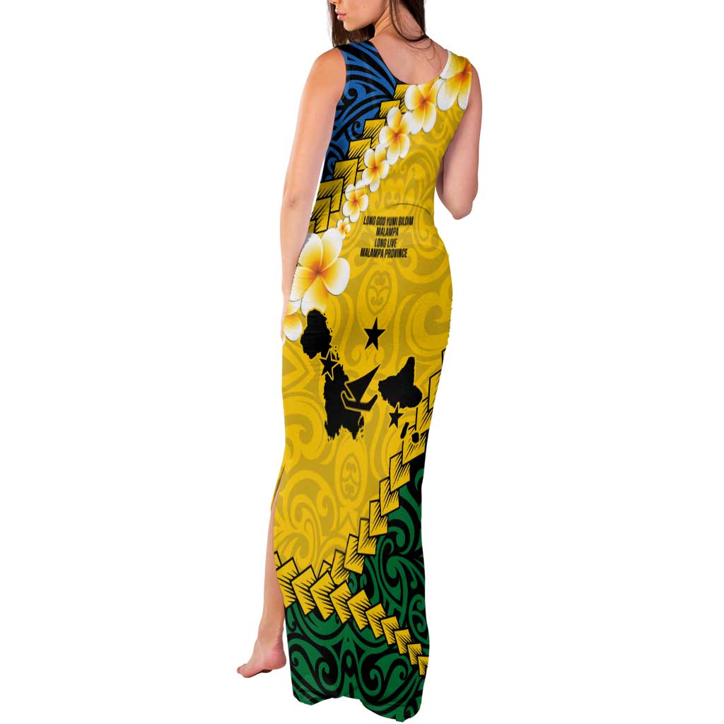 Malampa Province Tank Maxi Dress Vanuatu Map - Plumeria Flag Color