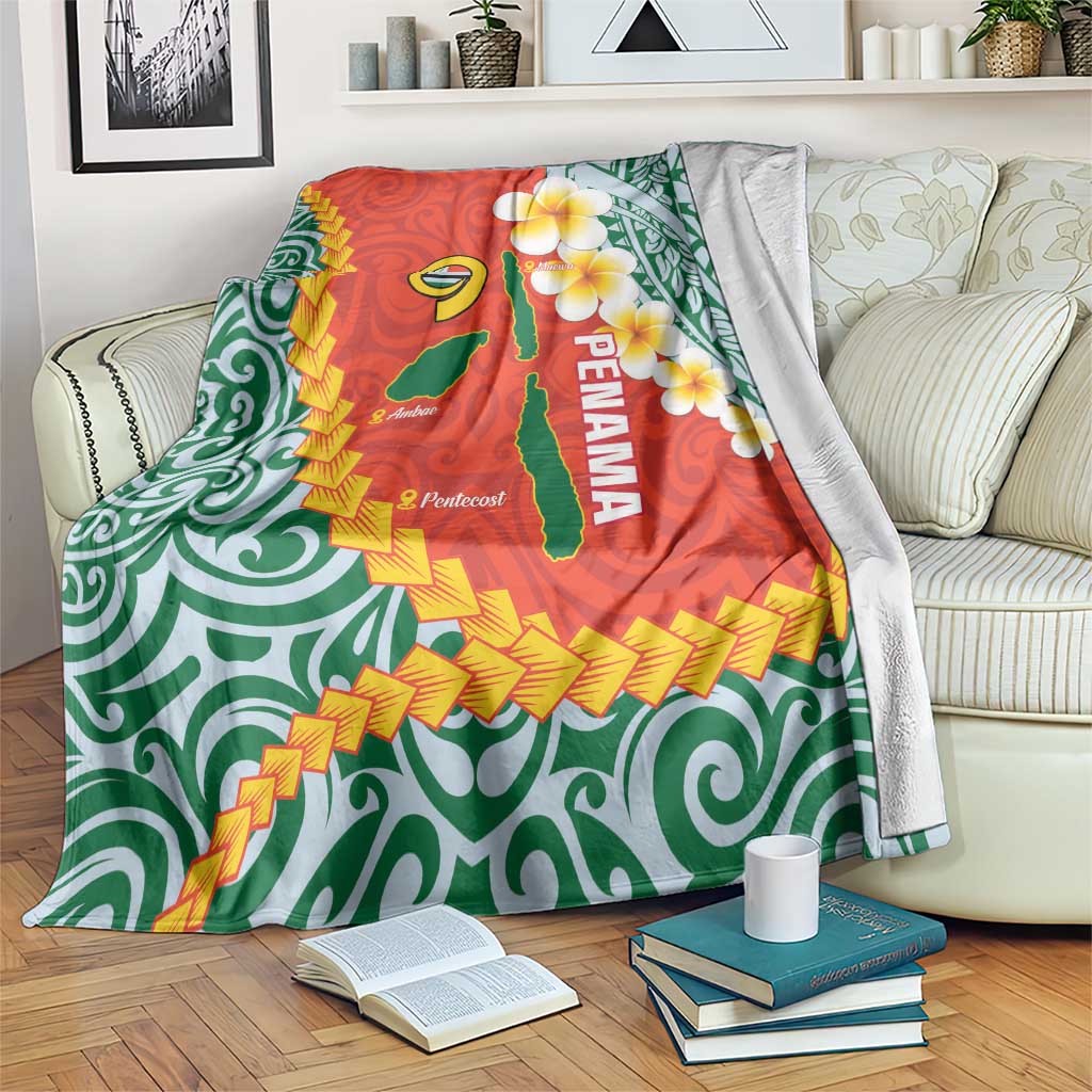 Penama Province Blanket Vanuatu Map - Plumeria Flag Color