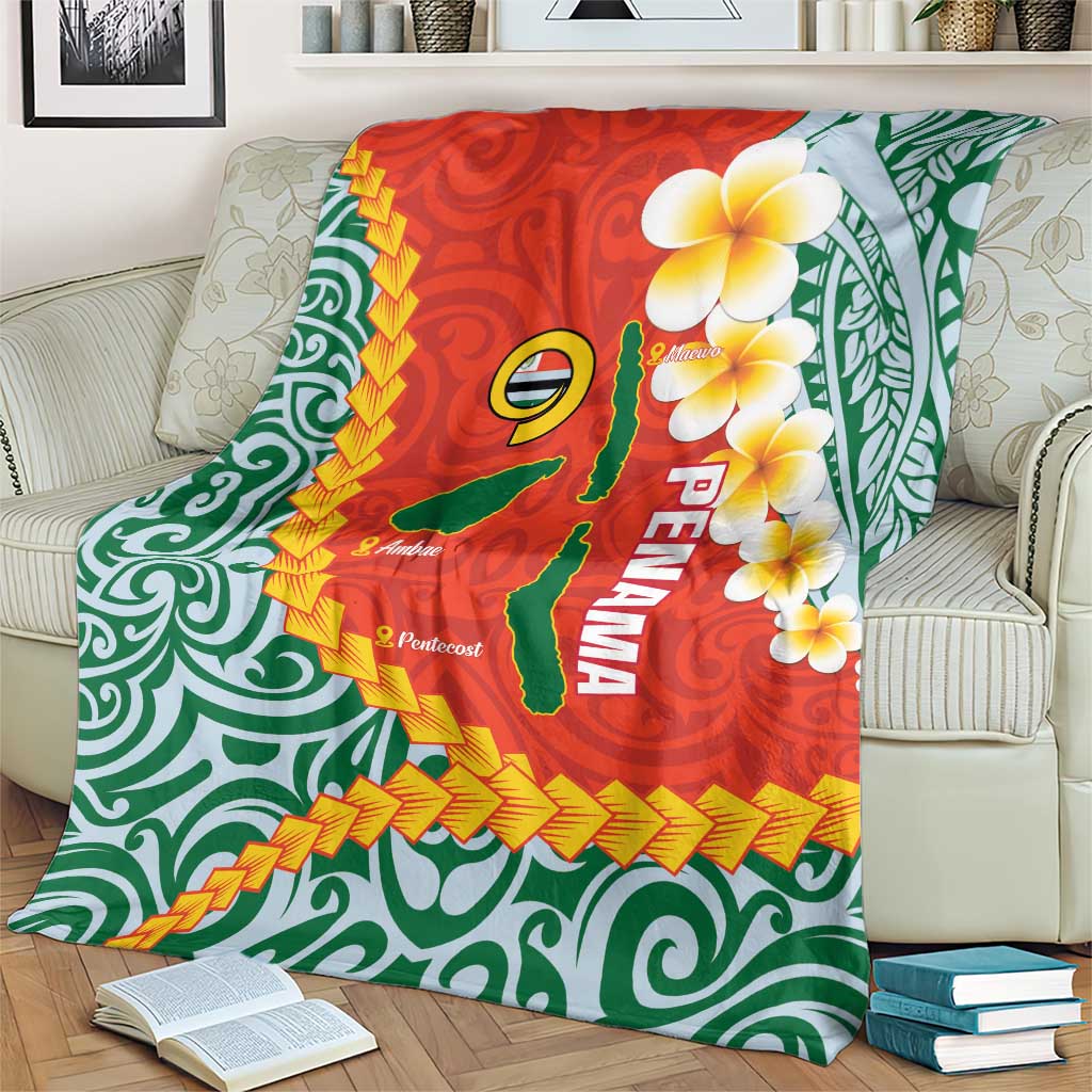 Penama Province Blanket Vanuatu Map - Plumeria Flag Color