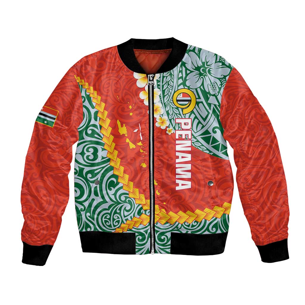 Penama Province Bomber Jacket Vanuatu Map - Plumeria Flag Color