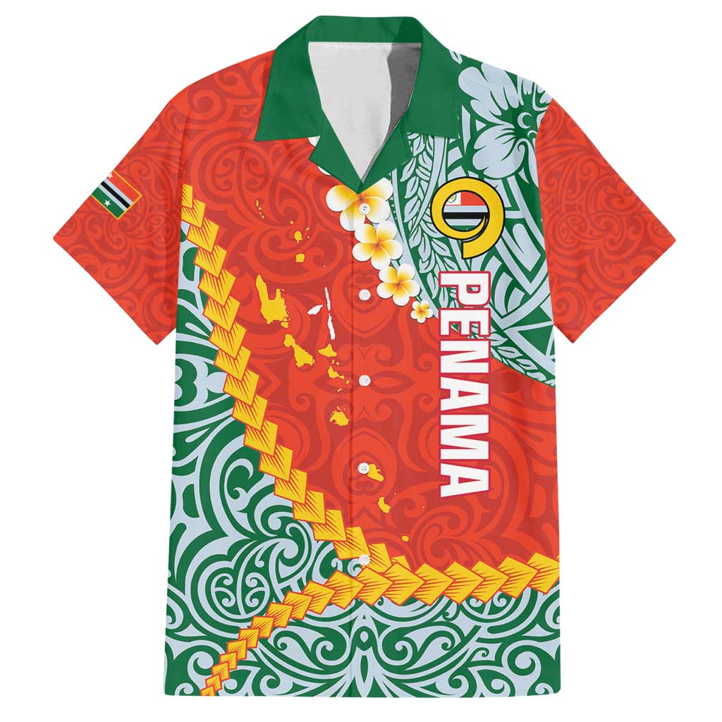 Penama Province Family Matching Long Sleeve Bodycon Dress and Hawaiian Shirt Vanuatu Map - Plumeria Flag Color LT14 Dad's Shirt - Short Sleeve Red - Polynesian Pride
