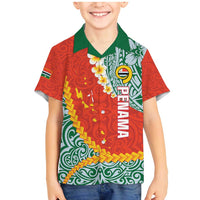 Penama Province Family Matching Mermaid Dress and Hawaiian Shirt Vanuatu Map - Plumeria Flag Color LT14 Son's Shirt Red - Polynesian Pride