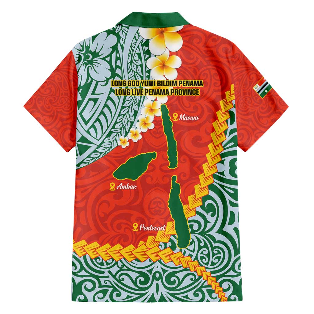 Penama Province Family Matching Puletasi and Hawaiian Shirt Vanuatu Map - Plumeria Flag Color LT14 - Polynesian Pride