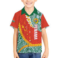 Penama Province Family Matching Puletasi and Hawaiian Shirt Vanuatu Map - Plumeria Flag Color LT14 Son's Shirt Red - Polynesian Pride