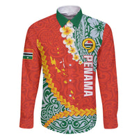Penama Province Family Matching Short Sleeve Bodycon Dress and Hawaiian Shirt Vanuatu Map - Plumeria Flag Color LT14 Dad's Shirt - Long Sleeve Red - Polynesian Pride
