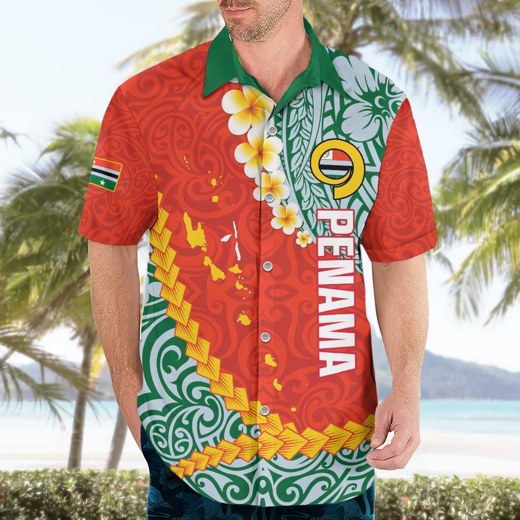 Penama Province Hawaiian Shirt Vanuatu Map - Plumeria Flag Color
