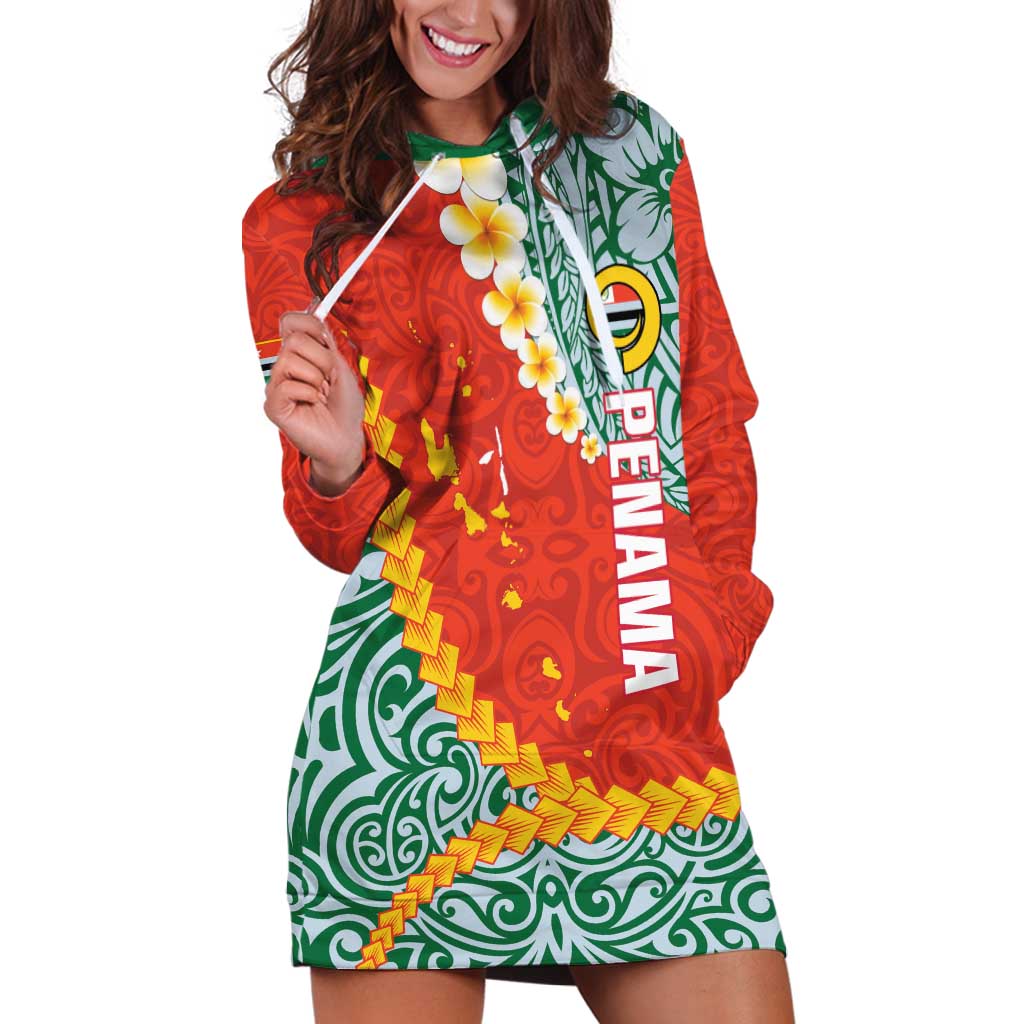 Penama Province Hoodie Dress Vanuatu Map - Plumeria Flag Color