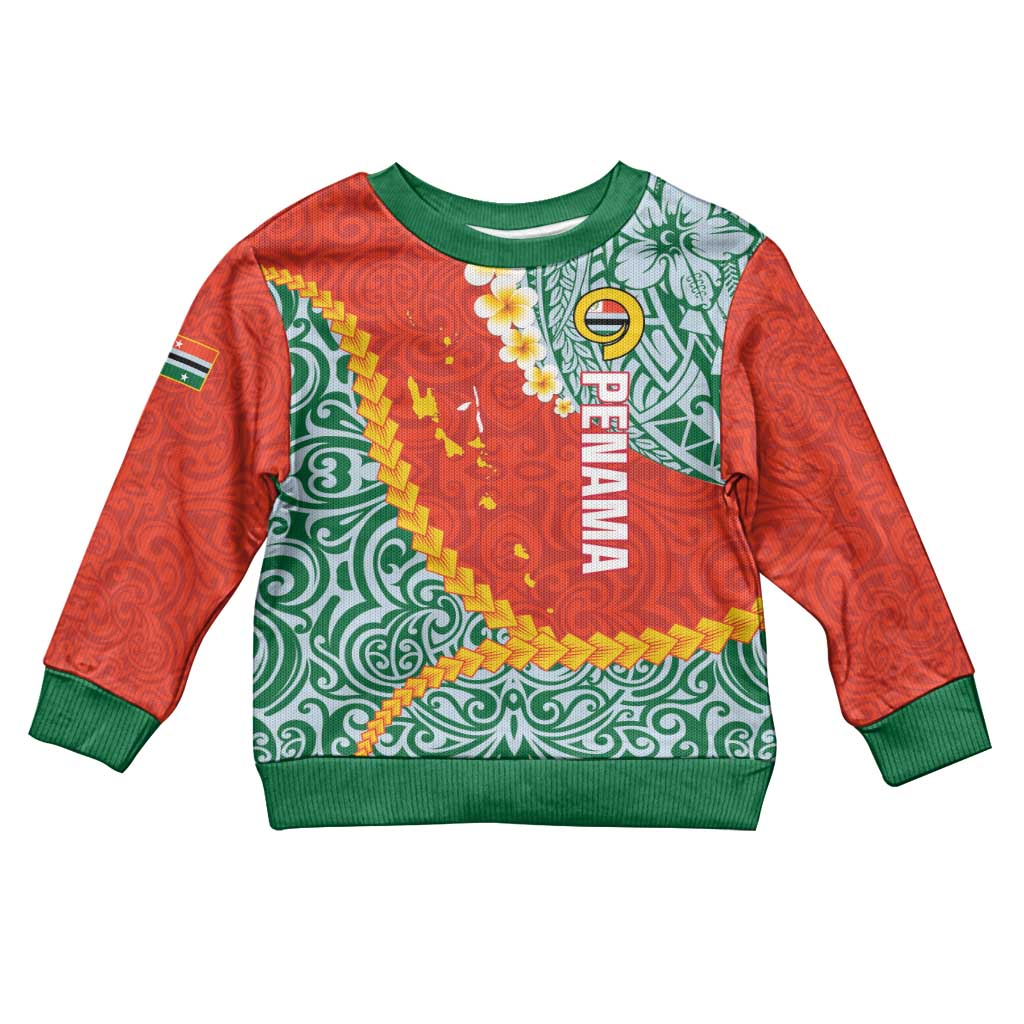 Penama Province Kid Ugly Christmas Sweater Vanuatu Map - Plumeria Flag Color