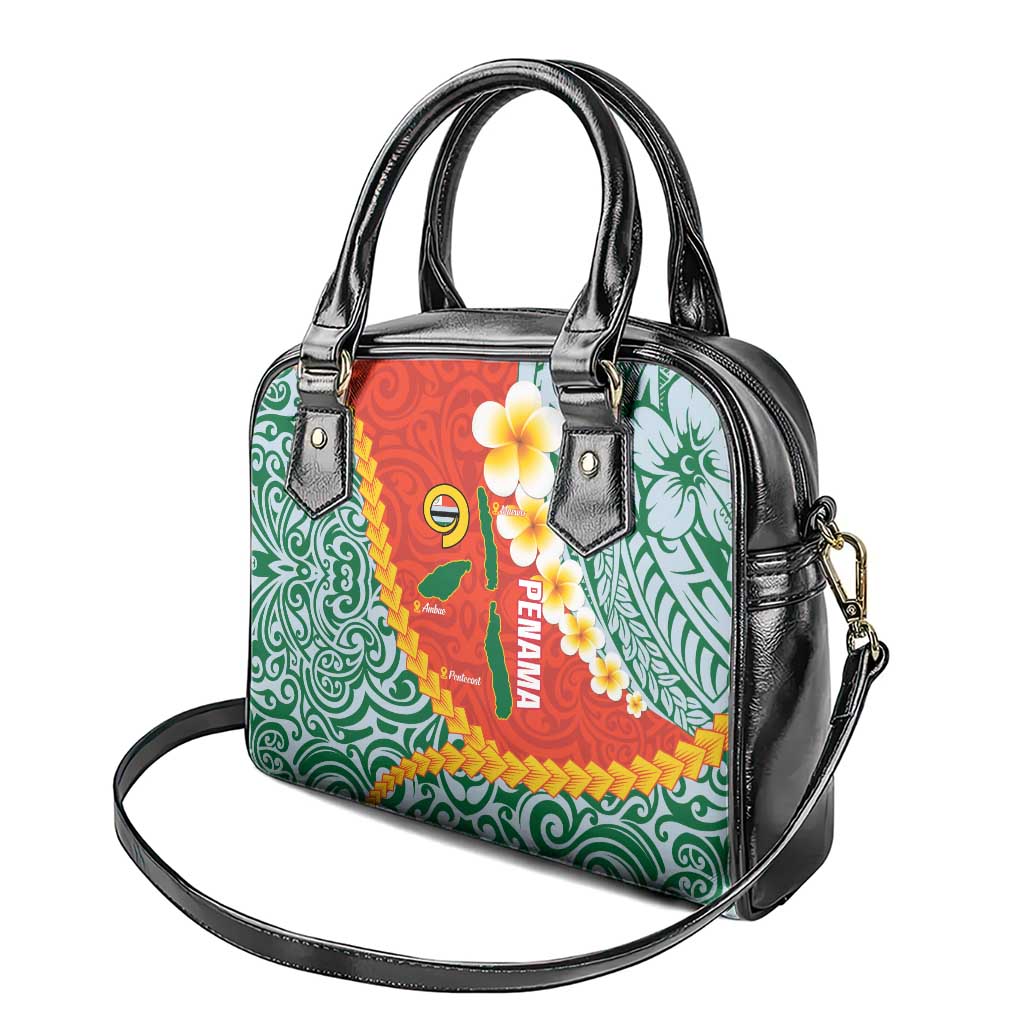 Penama Province Shoulder Handbag Vanuatu Map - Plumeria Flag Color