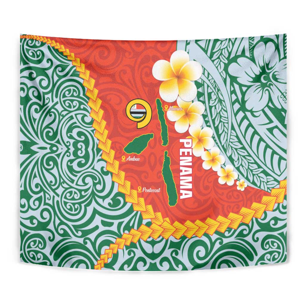 Penama Province Tapestry Vanuatu Map - Plumeria Flag Color