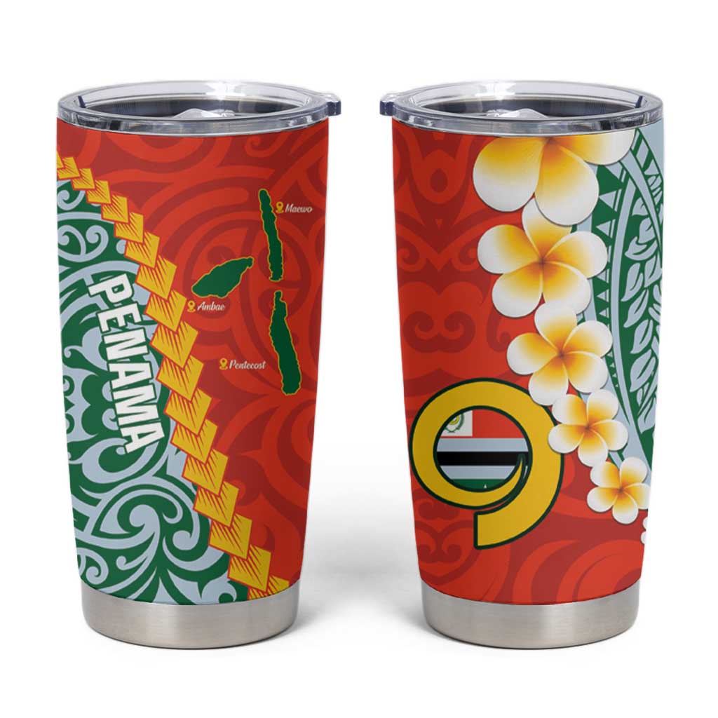 Penama Province Tumbler Cup Vanuatu Pattern Map With Plumeria Flag Color