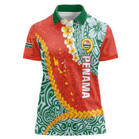Penama Province Women Polo Shirt Vanuatu Map - Plumeria Flag Color