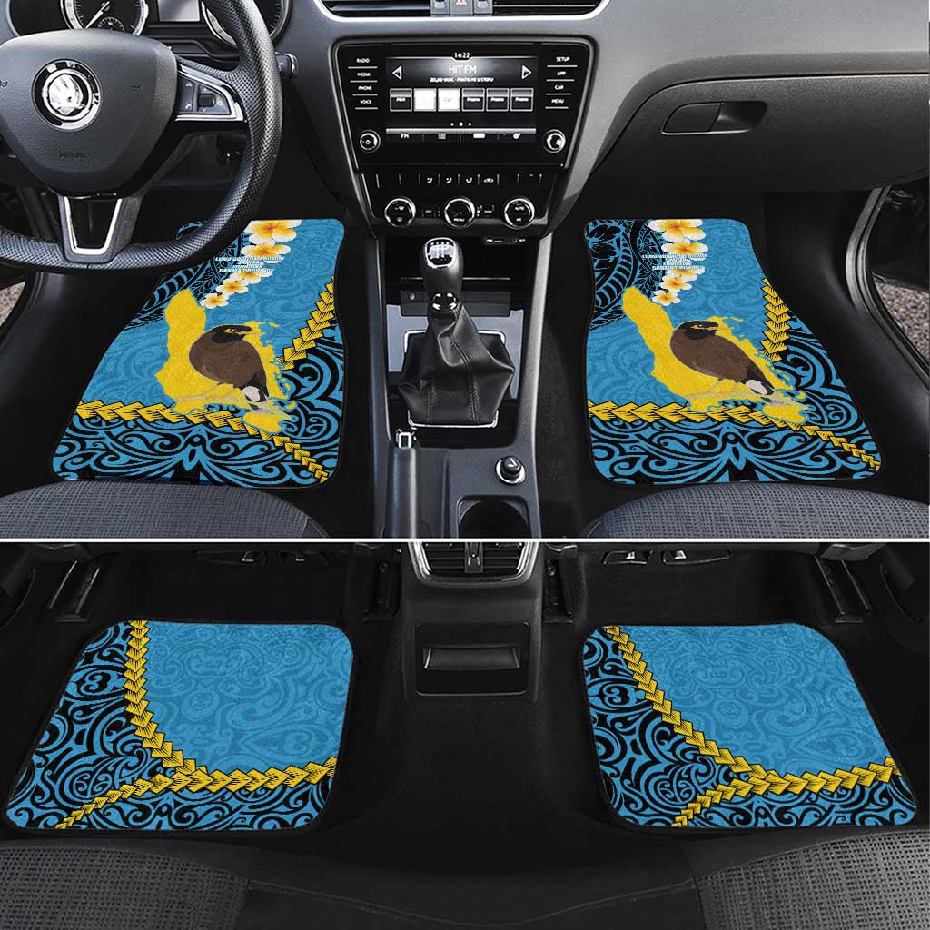 Sanma Province Car Mats Vanuatu Pattern Myna Bird - Plumeria Flag Color