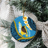 Sanma Province Ceramic Ornament Vanuatu Pattern Myna Bird - Plumeria Flag Color