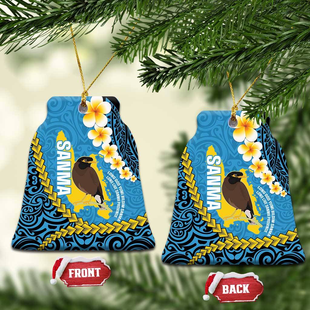 Sanma Province Ceramic Ornament Vanuatu Pattern Myna Bird - Plumeria Flag Color