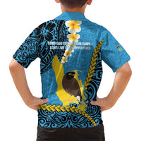 Sanma Province Family Matching Long Sleeve Bodycon Dress and Hawaiian Shirt Vanuatu Pattern Myna Bird - Plumeria Flag Color LT14 - Polynesian Pride