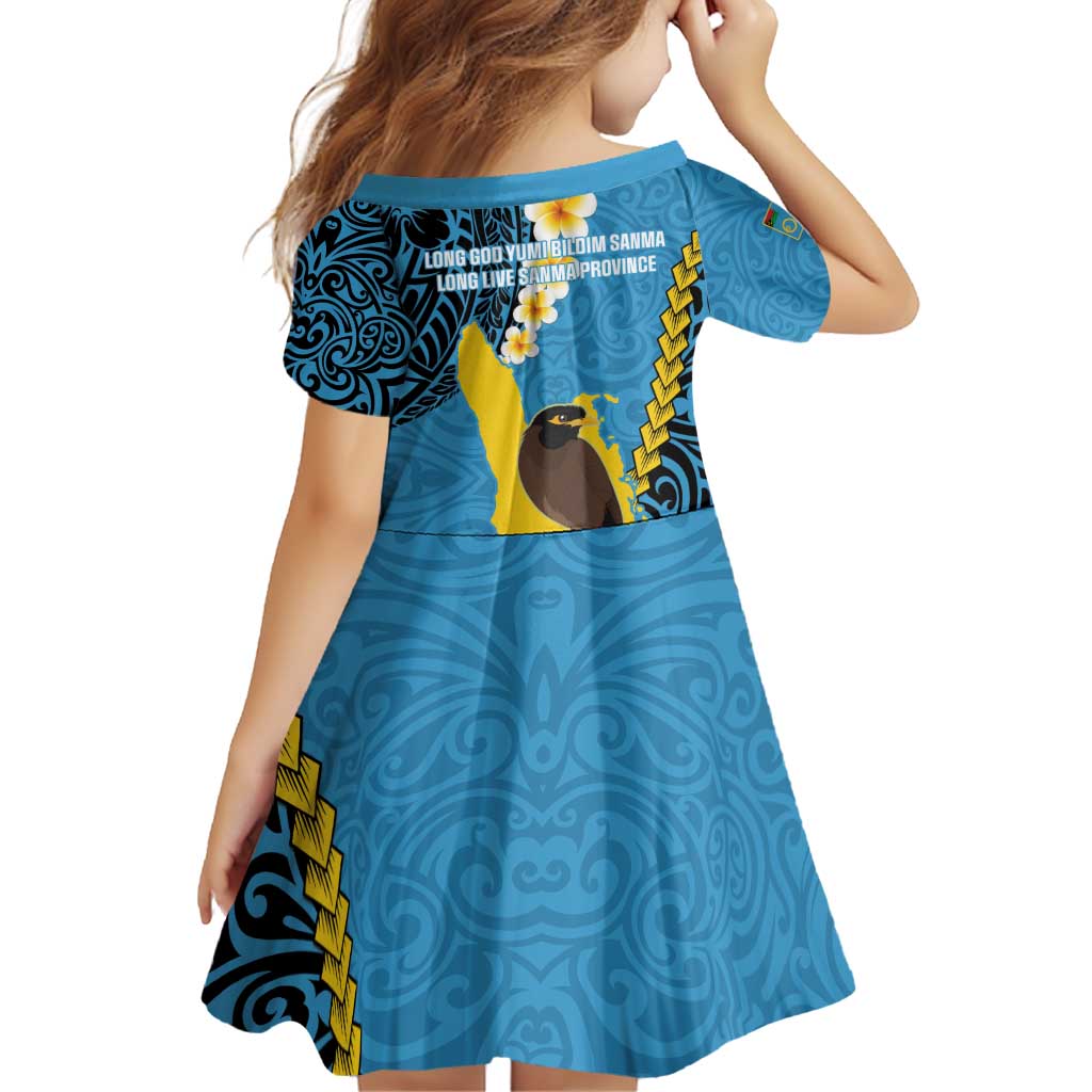 Sanma Province Family Matching Off Shoulder Short Dress and Hawaiian Shirt Vanuatu Pattern Myna Bird - Plumeria Flag Color