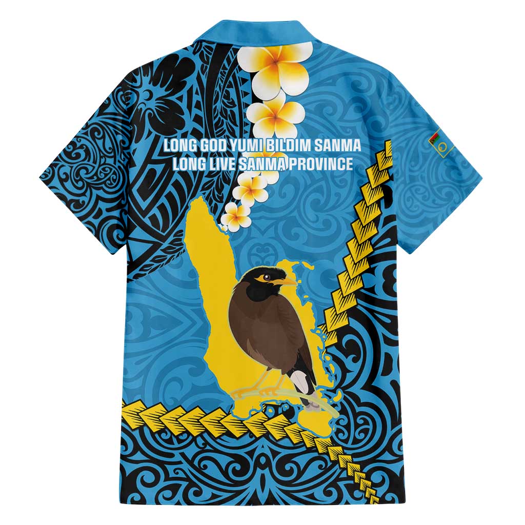 Sanma Province Family Matching Short Sleeve Bodycon Dress and Hawaiian Shirt Vanuatu Pattern Myna Bird - Plumeria Flag Color LT14 - Polynesian Pride