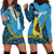 Sanma Province Hoodie Dress Vanuatu Pattern Myna Bird - Plumeria Flag Color