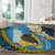 Sanma Province Round Carpet Vanuatu Pattern Myna Bird - Plumeria Flag Color