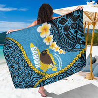 Sanma Province Sarong Vanuatu Pattern Myna Bird - Plumeria Flag Color