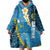 Sanma Province Wearable Blanket Hoodie Vanuatu Pattern Myna Bird - Plumeria Flag Color