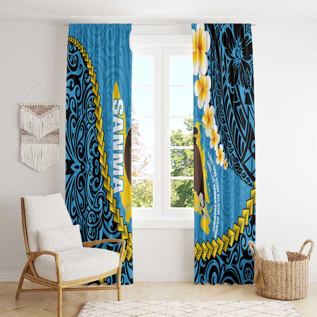 Sanma Province Window Curtain Vanuatu Pattern Myna Bird - Plumeria Flag Color