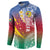 Shefa Province Button Sweatshirt Vanuatu Pattern Map - Plumeria Flag Color