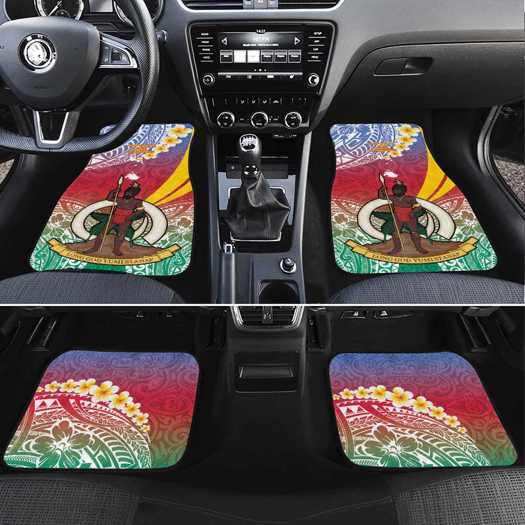 Shefa Province Car Mats Vanuatu Pattern Map - Plumeria Flag Color