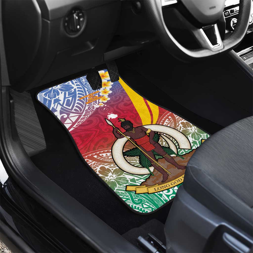 Shefa Province Car Mats Vanuatu Pattern Map - Plumeria Flag Color